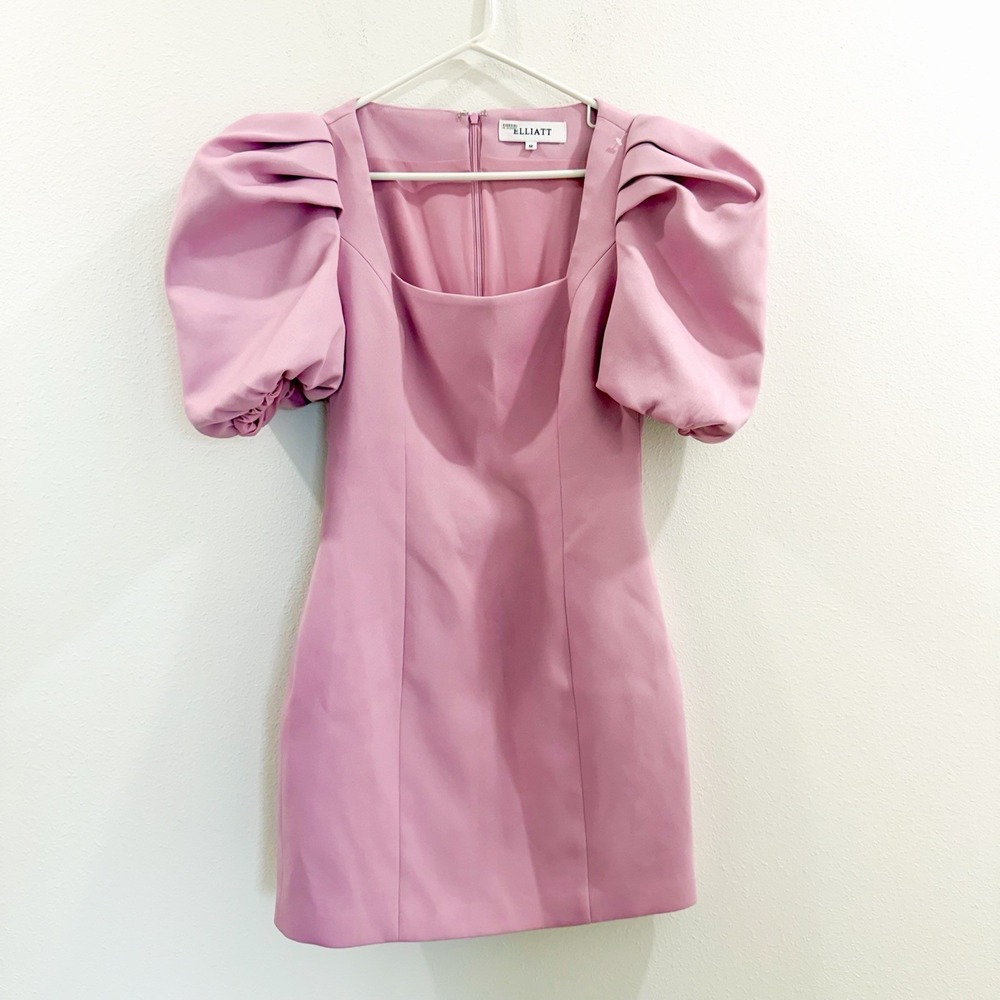 Elliatt Alondra Boho Coquette Cottagecore Puff Sleeve Mini Dress Baby Pink M - Picture 4 of 7